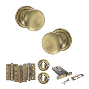 Old English Harrogate Door Knob Pack (Lock Set - Horizontal Sashlock, 4