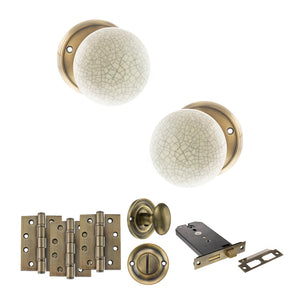 Old English Skipton Door Knob Pack (Lock Set - Horizontal Bathlock, 4