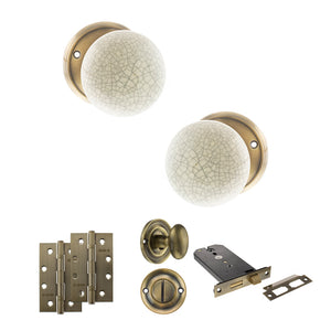 Old English Skipton Door Knob Pack (Lock Set - Horizontal Bathlock, 4