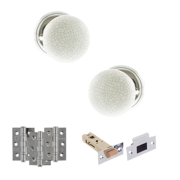 Old English Skipton Door Knob Pack (Latch Set - 4" HD Latch, 3" Fire Rated Hinges x3) by Atlantic Hardware
