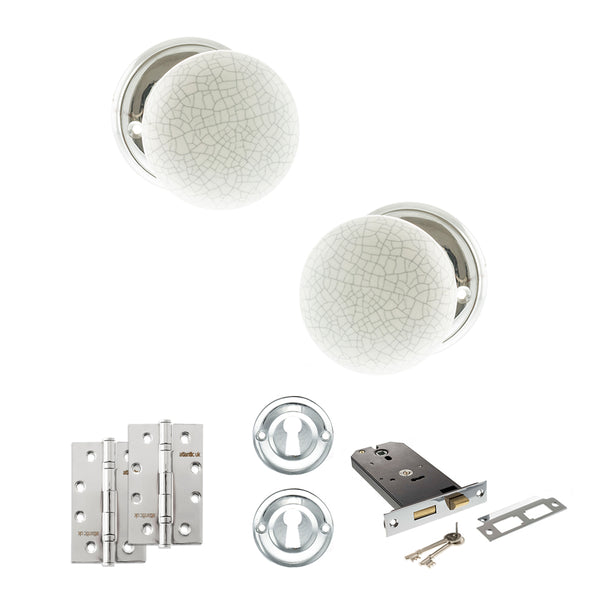 Old English Skipton Door Knob Pack (Lock Set - Horizontal Sashlock, 4" Slim Knuckle Hinges x2) by Atlantic Hardware