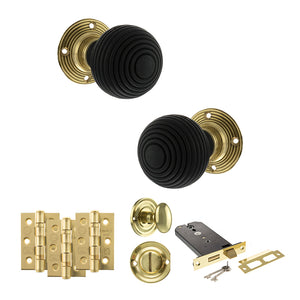 Old English Whitby Door Knob Pack (Lock Set - Horizontal Bathlock, 3