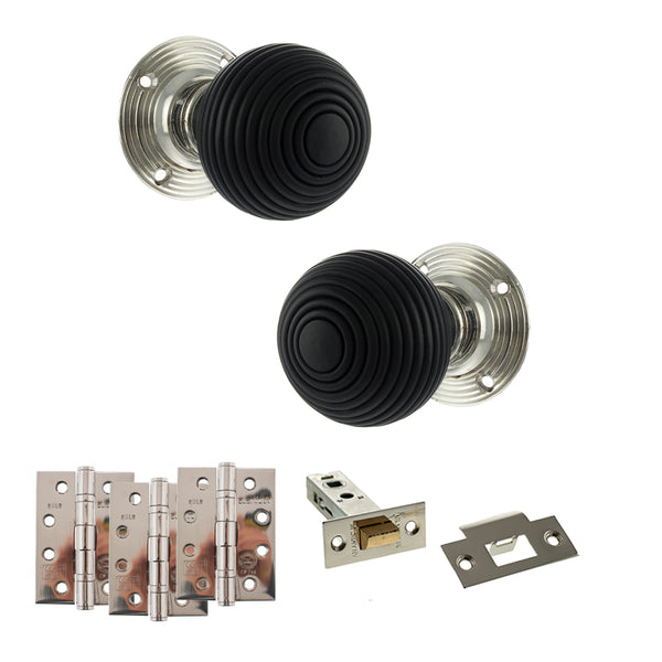 Old English Whitby Door Knob Pack (Latch Set - 3" HD Latch, 4" Fire Rated Hinges x3) by Atlantic Hardware