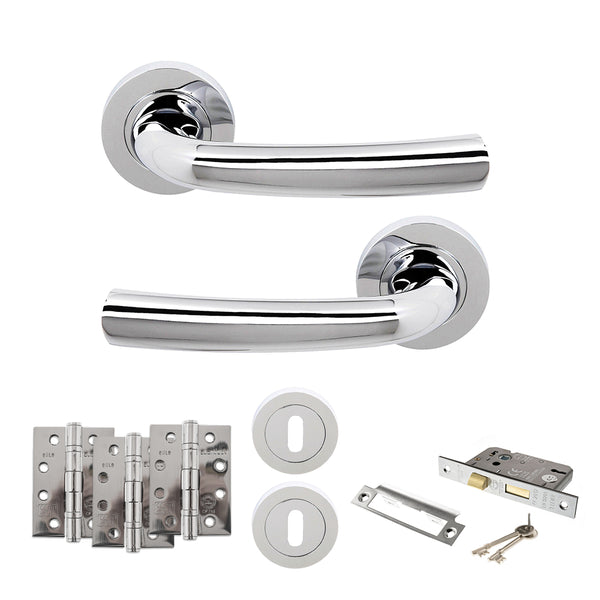 Status Nevada Door Handle Pack (3 Lever Lock Set - 3" CE Sashlock, 4" Fire Rated Hinges x3) by Atlantic Hardware
