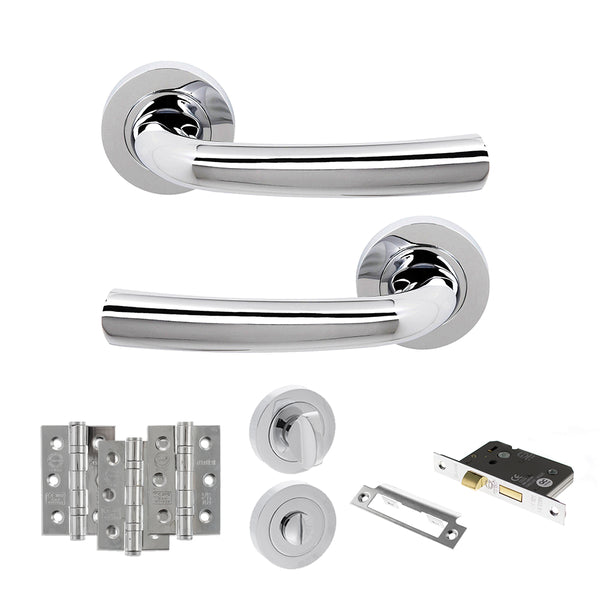 Status Nevada Door Handle Pack (Bathroom Set - 3" CE Bathroom Lock, 3" Fire Rated Hinges x3) by Atlantic Hardware