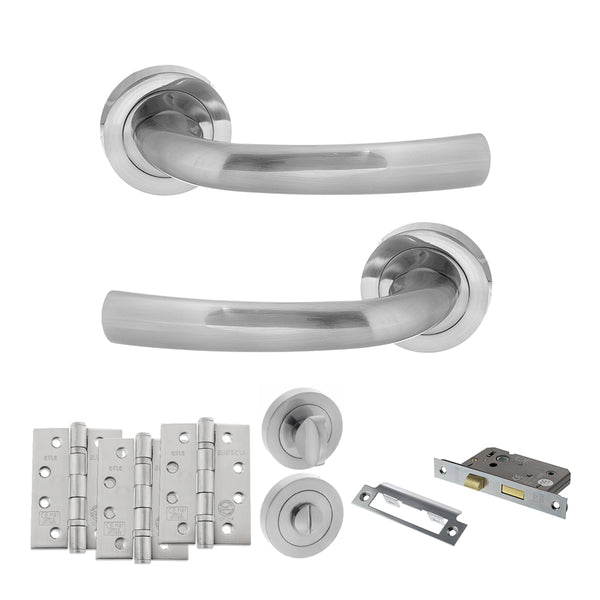Status Nevada Door Handle Pack (Bathroom Set - 2.5" CE Bathroom Lock, 4" Fire Rated Hinges x3) by Atlantic Hardware