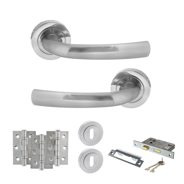 Status Nevada Door Handle Pack (3 Lever Lock Set - 2.5" CE Sashlock, 3" Fire Rated Hinges x3) by Atlantic Hardware