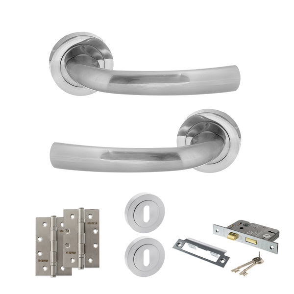 Status Nevada Door Handle Pack (3 Lever Lock Set - 3" CE Sashlock, 4" Slim Knuckle Hinges x2) by Atlantic Hardware