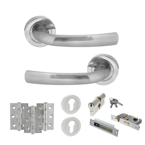 Status Nevada Door Handle Pack (Euro Lock Set - 2.5" CE Sashlock, 3" Fire Rated Hinges x3) by Atlantic Hardware