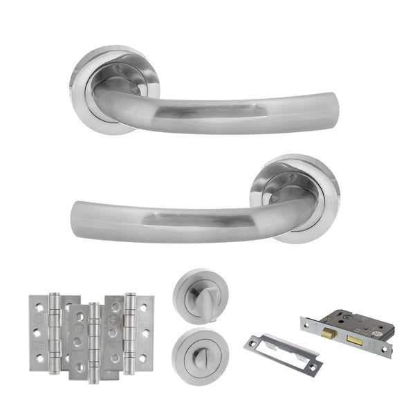 Status Nevada Door Handle Pack (Bathroom Set - 3" CE Bathroom Lock, 3" Fire Rated Hinges x3) by Atlantic Hardware