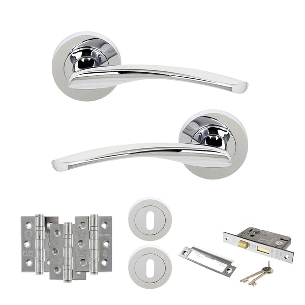 Status Arizona Door Handle Pack (3 Lever Lock Set - 2.5" CE Sashlock, 3" Fire Rated Hinges x3) by Atlantic Hardware