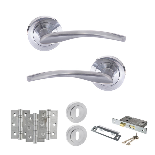 Status Arizona Door Handle Pack (3 Lever Lock Set - 3" CE Sashlock, 3" Fire Rated Hinges x3) by Atlantic Hardware
