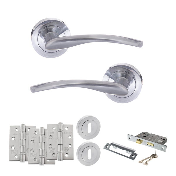 Status Arizona Door Handle Pack (3 Lever Lock Set - 3" CE Sashlock, 4" Fire Rated Hinges x3) by Atlantic Hardware
