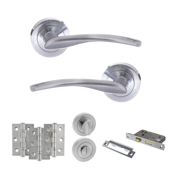 Status Arizona Door Handle Pack (Bathroom Set - 2.5" CE Bathroom Lock, 3" Fire Rated Hinges x3) by Atlantic Hardware