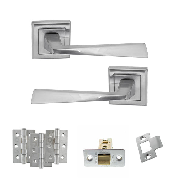 Status California Door Handle Pack (Latch Set - 2.5" CE Latch, 3" Fire Rated Hinges x3) by Atlantic Hardware