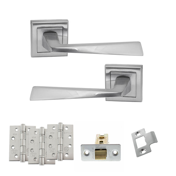 Status California Door Handle Pack (Latch Set - 3" CE Latch, 4" Fire Rated Hinges x3) by Atlantic Hardware