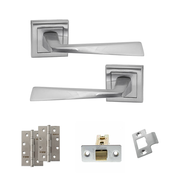 Status California Door Handle Pack (Latch Set - 2.5" CE Latch, 4" Slim Knuckle Hinges x2) by Atlantic Hardware