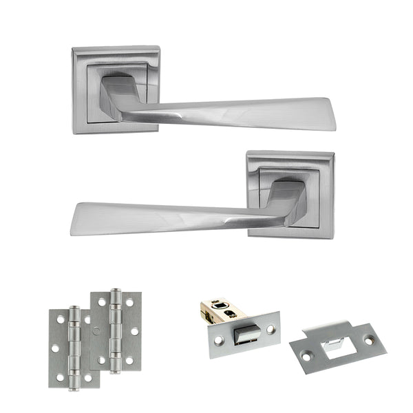 Status California Door Handle Pack (Latch Set - 2.5" Latch, 3" Hinges x2) by Atlantic Hardware