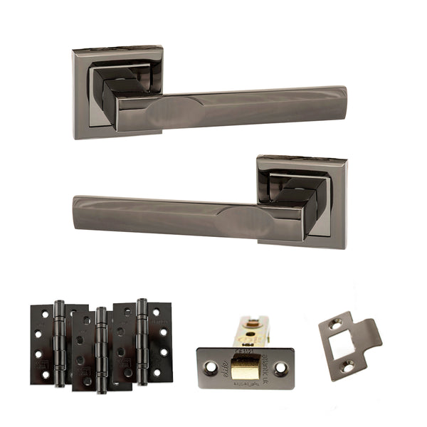 Status Kansas Door Handle Pack (Latch Set - 3" CE Latch, 4" Fire Rated Hinges x3) by Atlantic Hardware