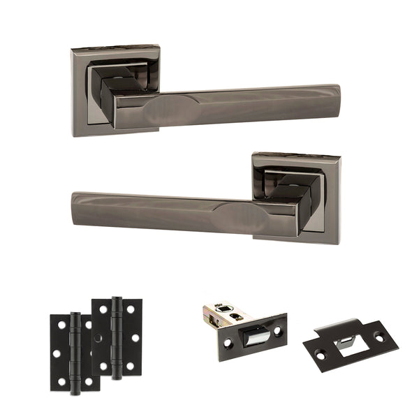 Status Kansas Door Handle Pack (Latch Set - 2.5" Latch, 3" Hinges x2) by Atlantic Hardware