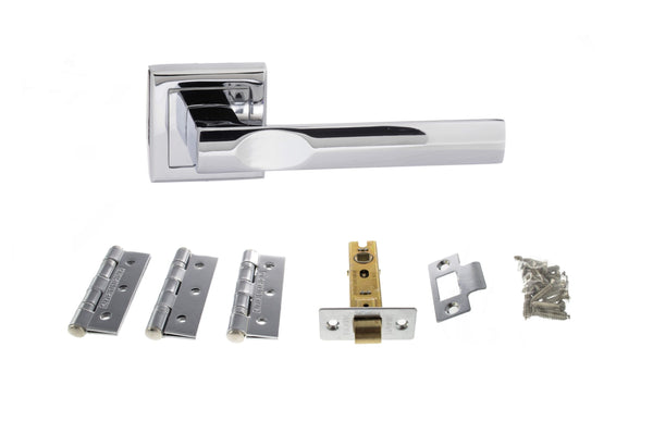 Atlantic Kansas Door Pack Bundle (2.5" Latch, 3"x2" Hingesx3) - Polished Chrome