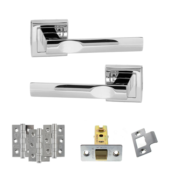 Status Kansas Door Handle Pack (Latch Set - 3" CE Latch, 3" Fire Rated Hinges x3) by Atlantic Hardware