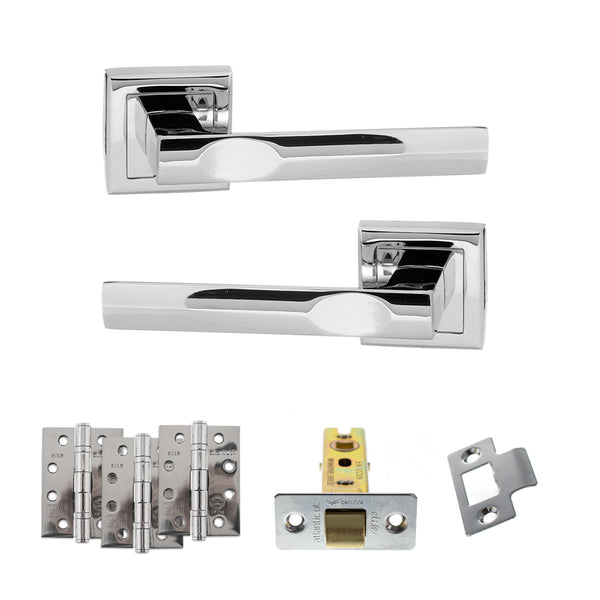 Status Kansas Door Handle Pack (Latch Set - 2.5" CE Latch, 4" Fire Rated Hinges x3) by Atlantic Hardware