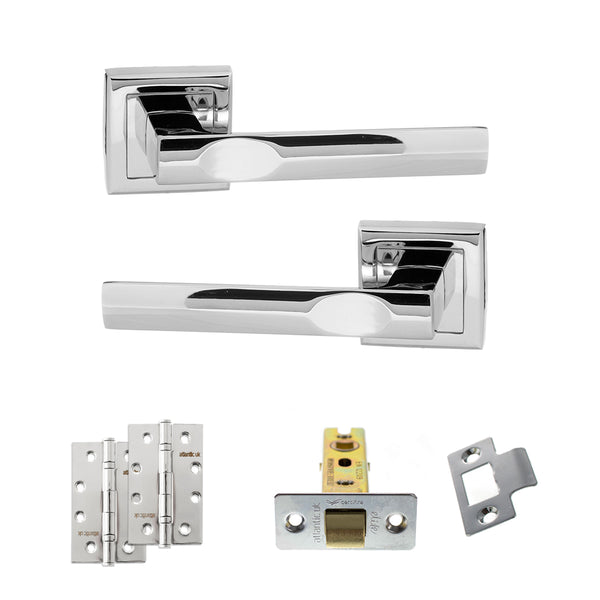 Status Kansas Door Handle Pack (Latch Set - 2.5" CE Latch, 4" Slim Knuckle Hinges x2) by Atlantic Hardware