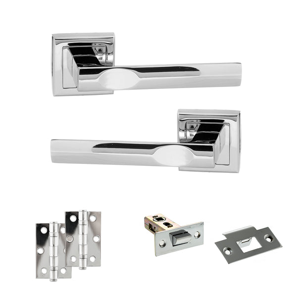 Status Kansas Door Handle Pack (Latch Set - 2.5" Latch, 3" Hinges x2) by Atlantic Hardware