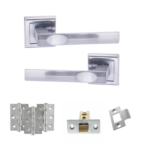 Status Kansas Door Handle Pack (Latch Set - 3" CE Latch, 3" Fire Rated Hinges x3) by Atlantic Hardware