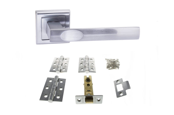 Atlantic Kansas Door Pack Bundle (3" Latch, 3"x2" Hingesx3) - Satin Chrome
