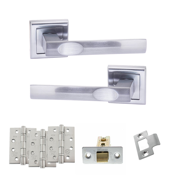 Status Kansas Door Handle Pack (Latch Set - 3" CE Latch, 4" Fire Rated Hinges x3) by Atlantic Hardware