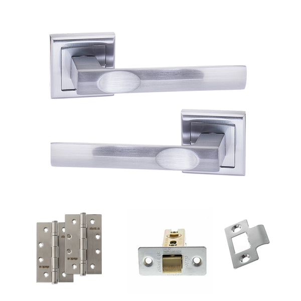 Status Kansas Door Handle Pack (Latch Set - 3" CE Latch, 4" Slim Knuckle Hinges x2) by Atlantic Hardware