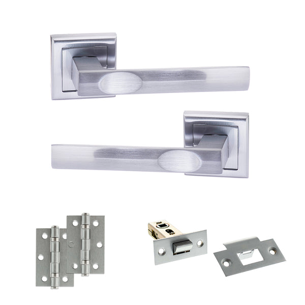 Status Kansas Door Handle Pack (Latch Set - 2.5" Latch, 3" Hinges x2) by Atlantic Hardware