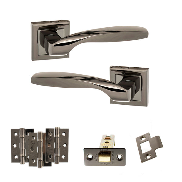 Status Oklahoma Door Handle Pack (Latch Set - 2.5" CE Latch, 3" Fire Rated Hinges x3) by Atlantic Hardware