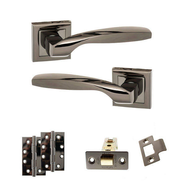 Status Oklahoma Door Handle Pack (Latch Set - 3" CE Latch, 4" Slim Knuckle Hinges x2) by Atlantic Hardware
