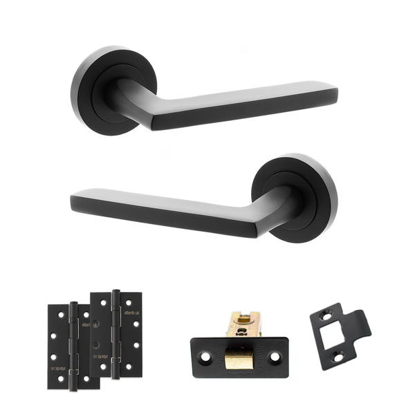 Status Alaska Door Handle Pack (Latch Set - 2.5" CE Latch, 4" Slim Knuckle Hinges x2) by Atlantic Hardware