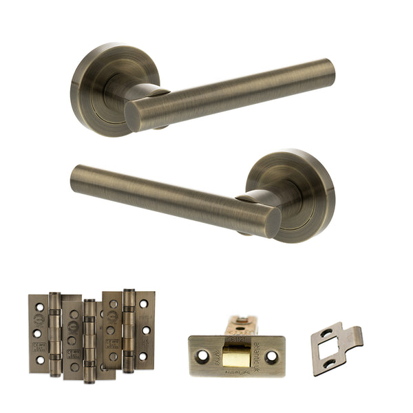 Status Nebraska Door Handle Pack (Latch Set - 2.5" CE Latch, 3" Fire Rated Hinges x3) by Atlantic Hardware