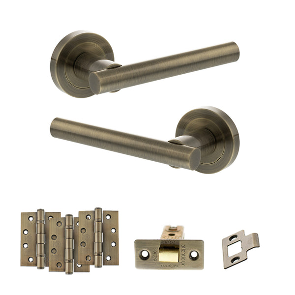 Status Nebraska Door Handle Pack (Latch Set - 3" CE Latch, 4" Fire Rated Hinges x3) by Atlantic Hardware
