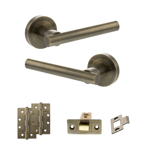 Status Nebraska Door Handle Pack (Latch Set - 3" CE Latch, 4" Slim Knuckle Hinges x2) by Atlantic Hardware