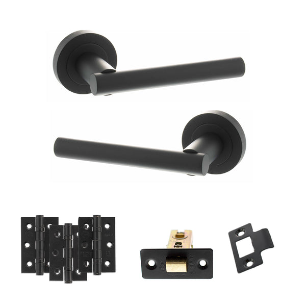 Status Nebraska Door Handle Pack (Latch Set - 3" CE Latch, 3" Fire Rated Hinges x3) by Atlantic Hardware