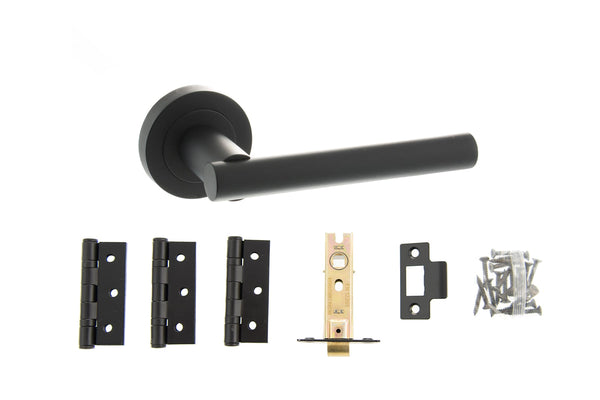 Atlantic Nebraska Door Pack Bundle (2.5" Latch, 3"x2" Hingesx3) - Matt Black