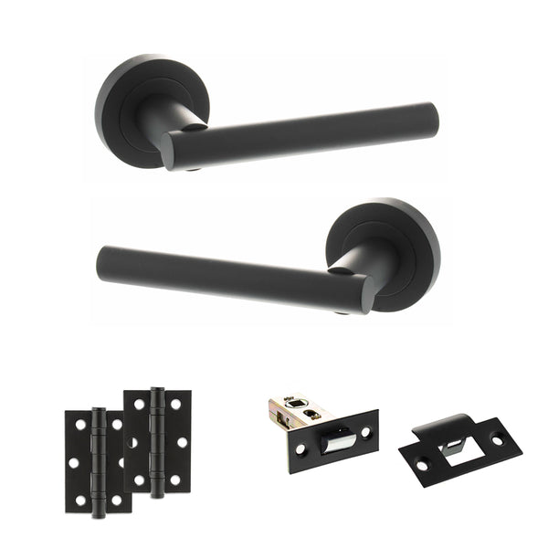 Status Nebraska Door Handle Pack (Latch Set - 2.5" Latch, 3" Hinges x2) by Atlantic Hardware