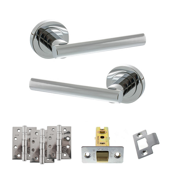 Status Nebraska Door Handle Pack (Latch Set - 3" CE Latch, 4" Fire Rated Hinges x3) by Atlantic Hardware