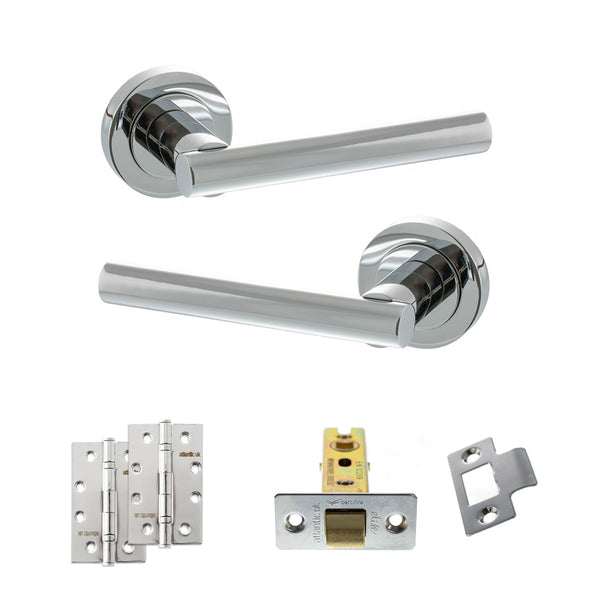 Status Nebraska Door Handle Pack (Latch Set - 3" CE Latch, 4" Slim Knuckle Hinges x2) by Atlantic Hardware