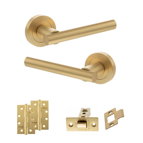 Status Nebraska Door Handle Pack (Latch Set - 2.5" CE Latch, 4" Slim Knuckle Hinges x2) by Atlantic Hardware