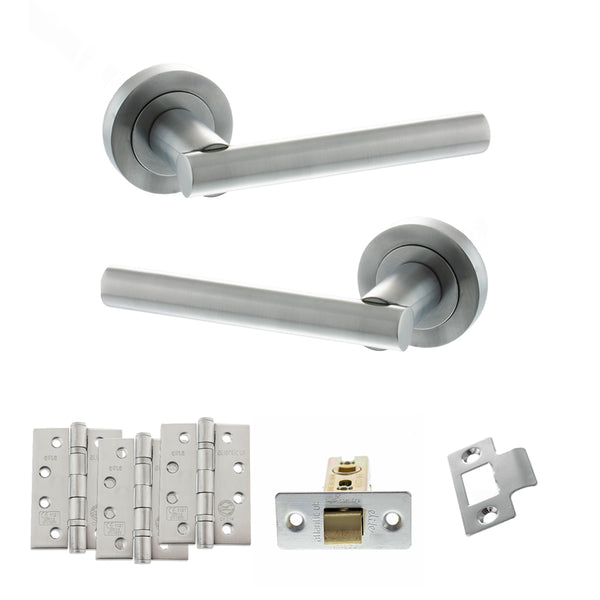 Status Nebraska Door Handle Pack (Latch Set - 3" CE Latch, 4" Fire Rated Hinges x3) by Atlantic Hardware