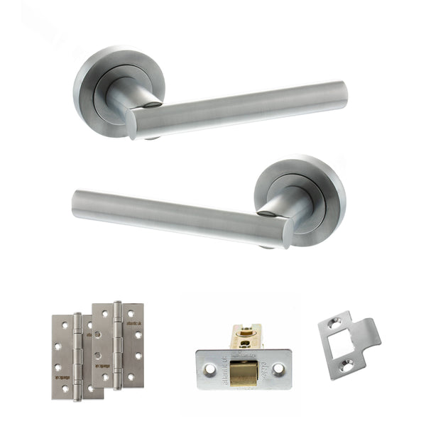 Status Nebraska Door Handle Pack (Latch Set - 3" CE Latch, 4" Slim Knuckle Hinges x2) by Atlantic Hardware