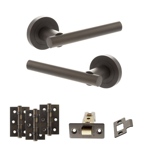 Status Nebraska Door Handle Pack (Latch Set - 2.5" CE Latch, 3" Fire Rated Hinges x3) by Atlantic Hardware