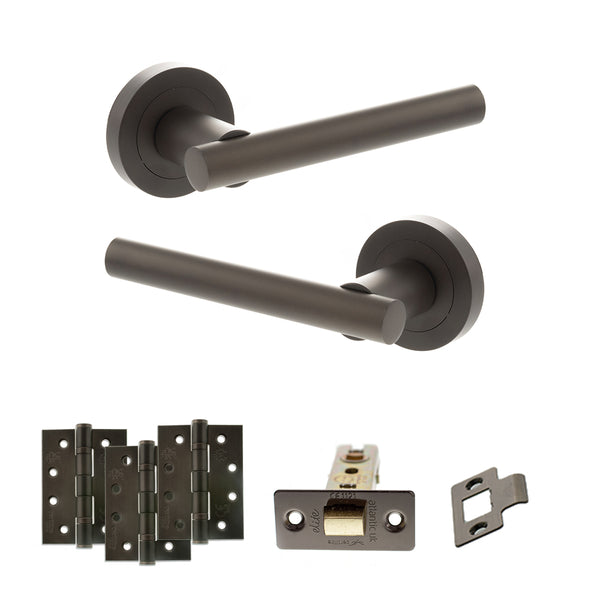Status Nebraska Door Handle Pack (Latch Set - 3" CE Latch, 4" Fire Rated Hinges x3) by Atlantic Hardware